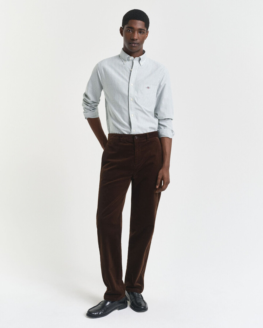 camicia oxford classica a righe banker vestibilità regolare - verde foresta