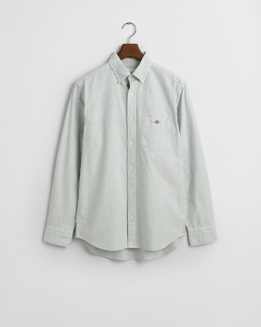 camicia oxford classica a righe banker vestibilità regolare - verde foresta