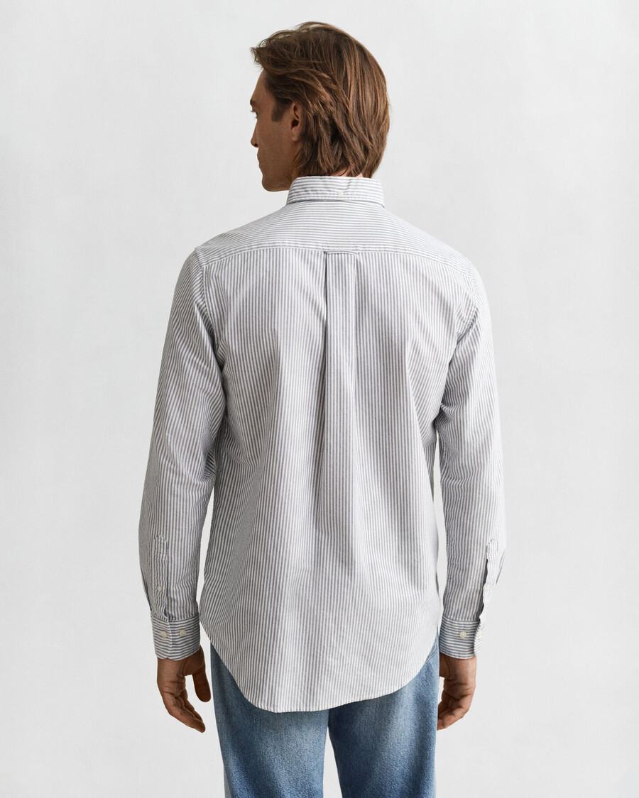 camicia oxford classica a righe banker vestibilità regolare - blu persiano