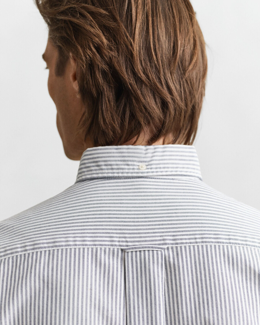 camicia oxford classica a righe banker vestibilità regolare - blu persiano