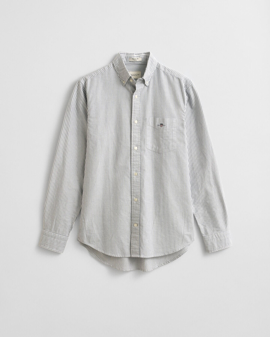 camicia oxford classica a righe banker vestibilità regolare - blu persiano