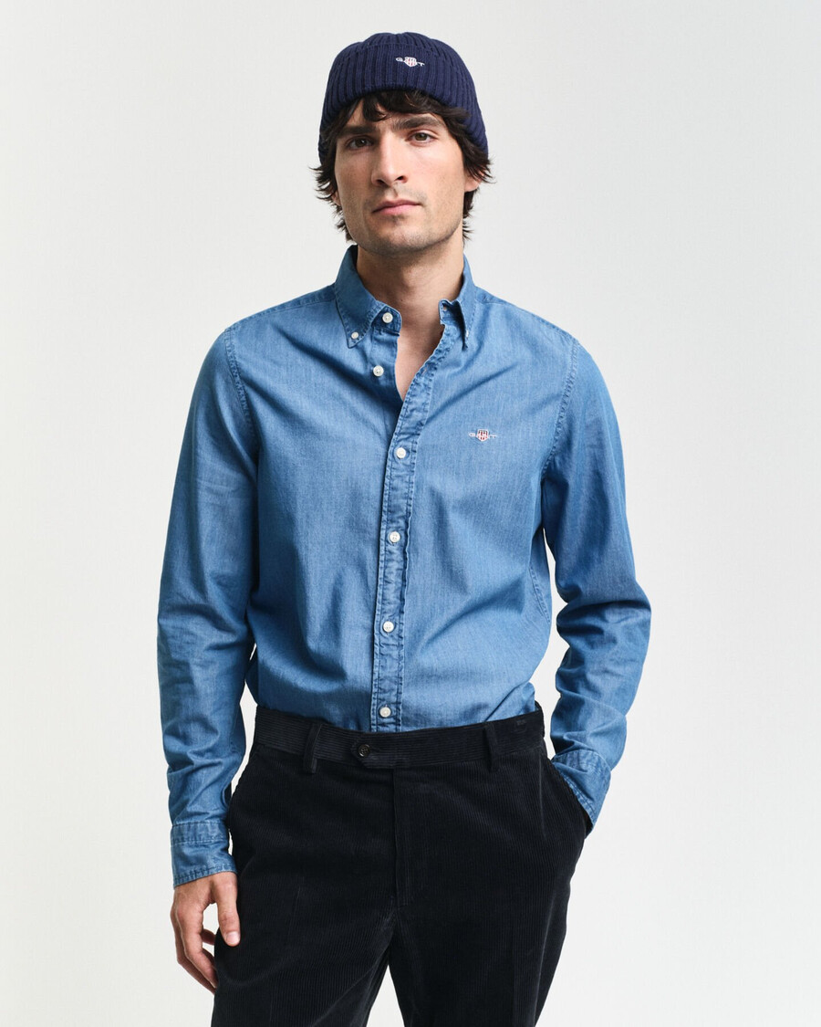 camicia indaco slim fit - blu semi chiaro
