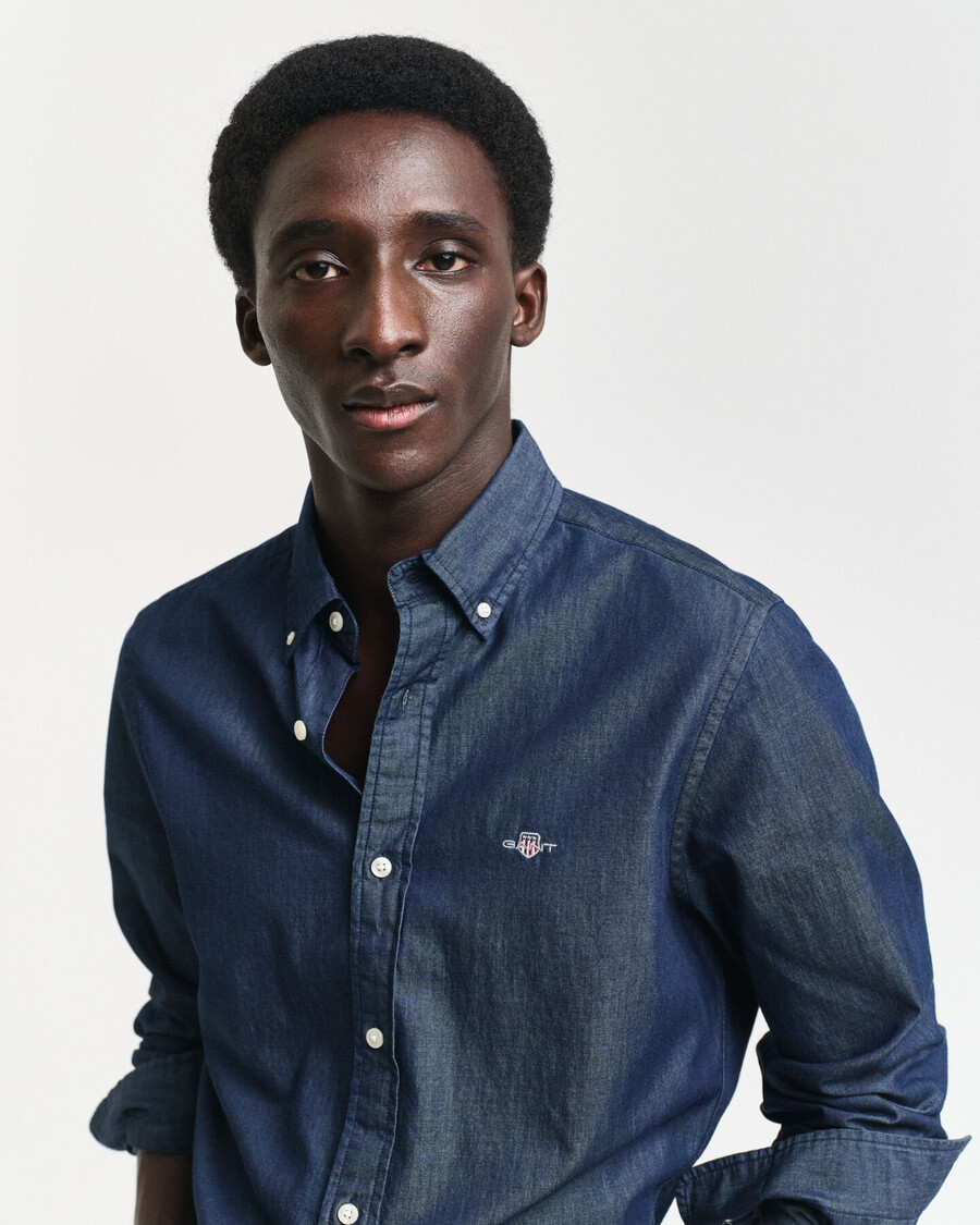 camicia slim fit indaco - indaco scuro
