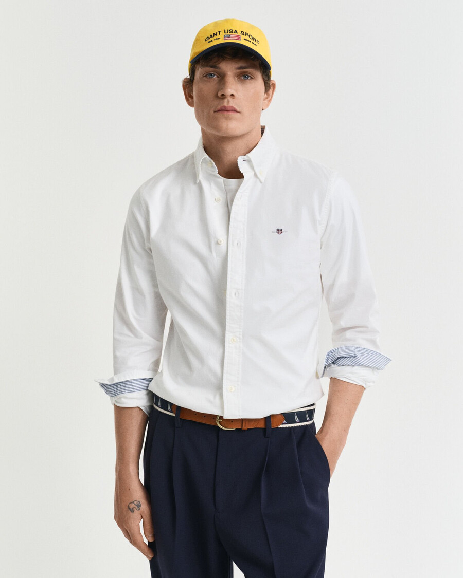 camicia oxford elasticizzata slim fit - bianca