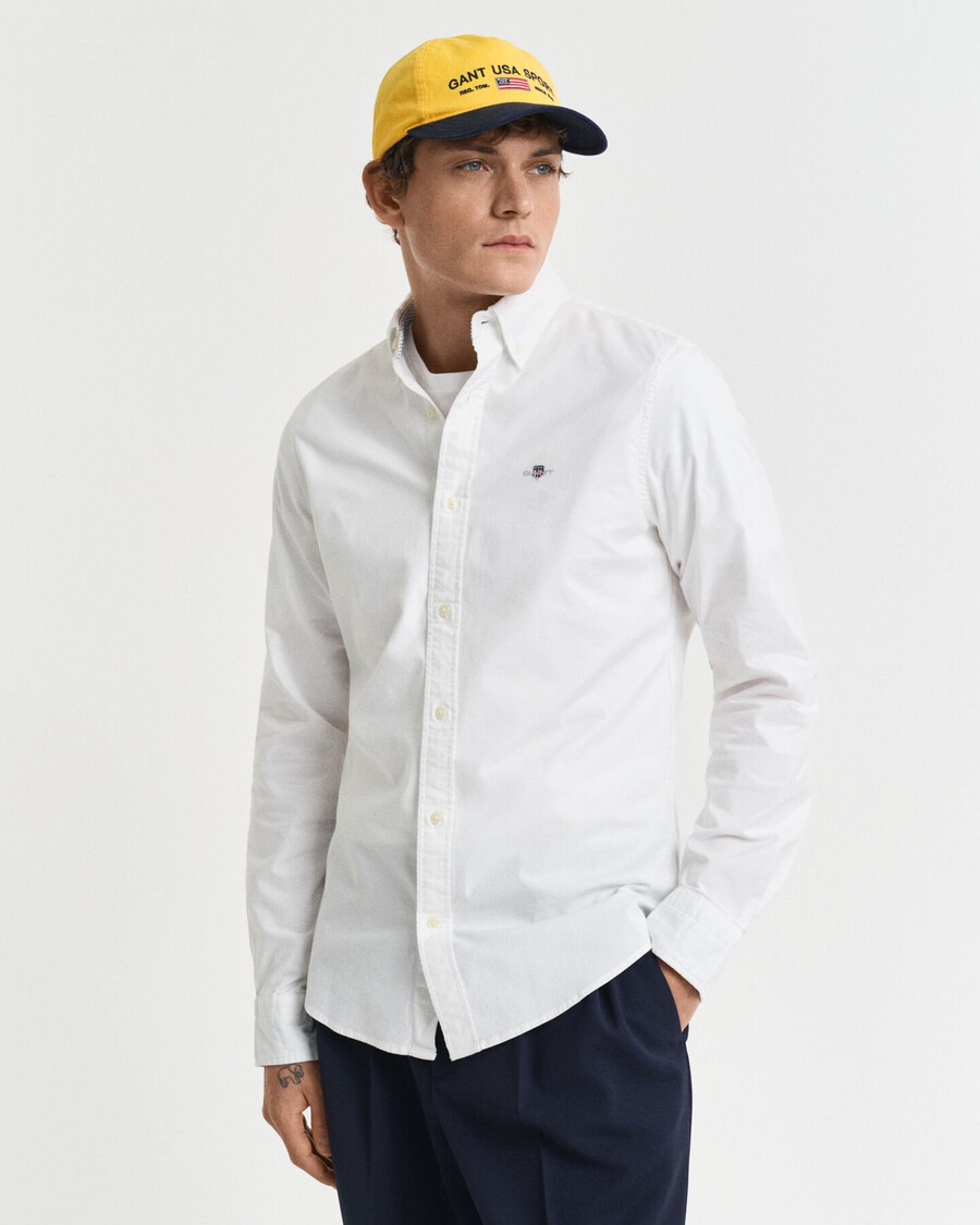 camicia oxford elasticizzata slim fit - bianca