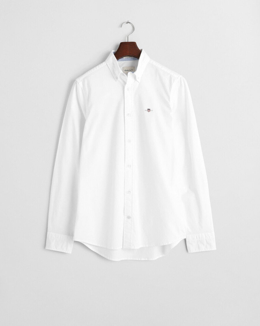 camicia oxford elasticizzata slim fit - bianca