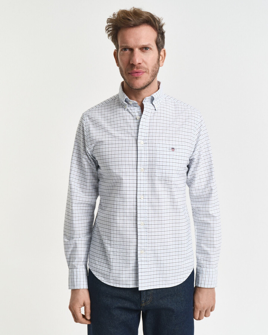 camicia oxford classica tattersall vestibilità regolare - azzurro chiaro