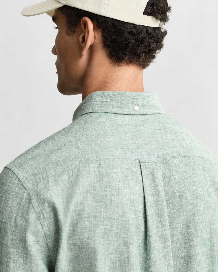 camicia in cotone e lino vestibilità regolare - verde bosco