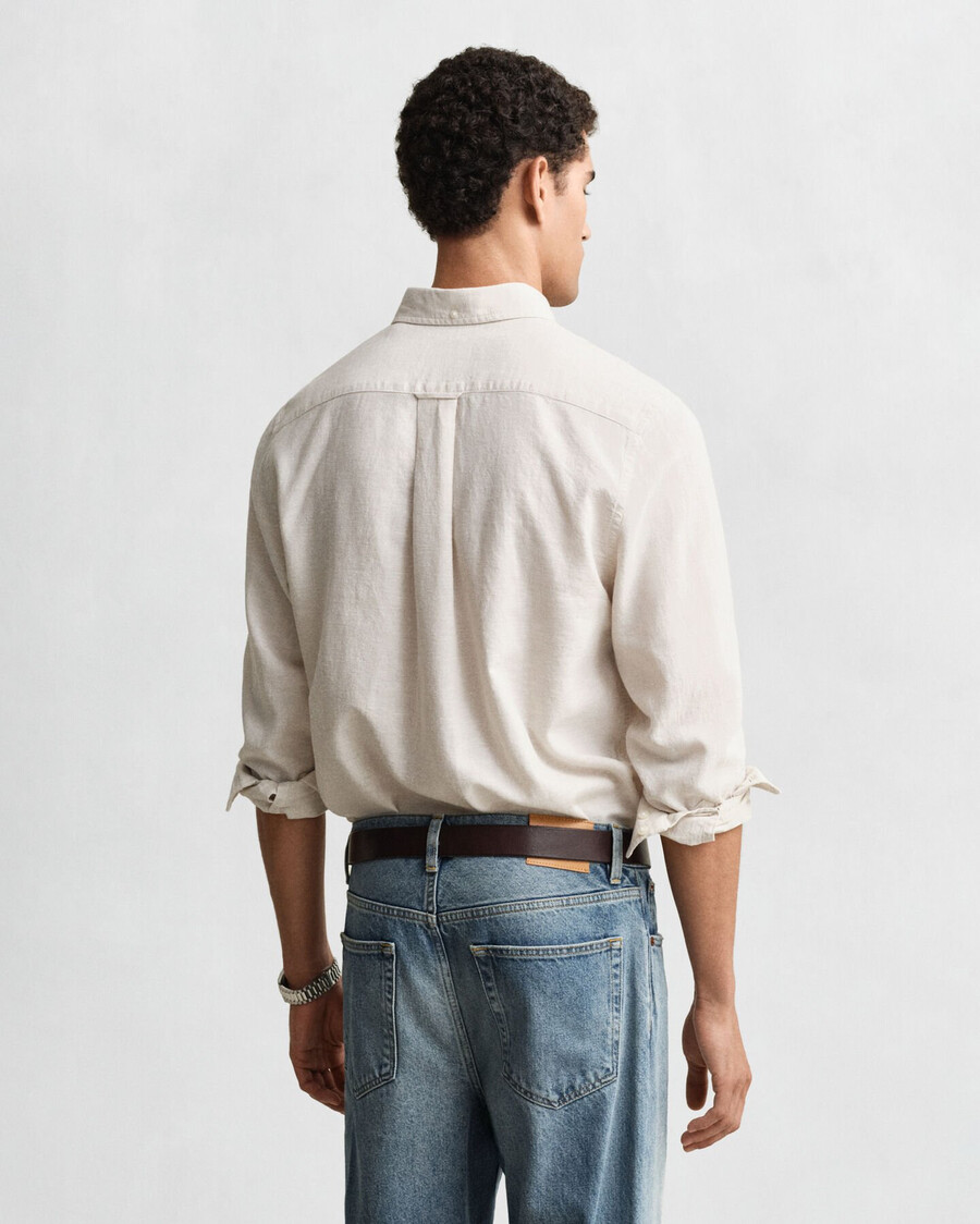 camicia in cotone e lino vestibilità regolare - putty