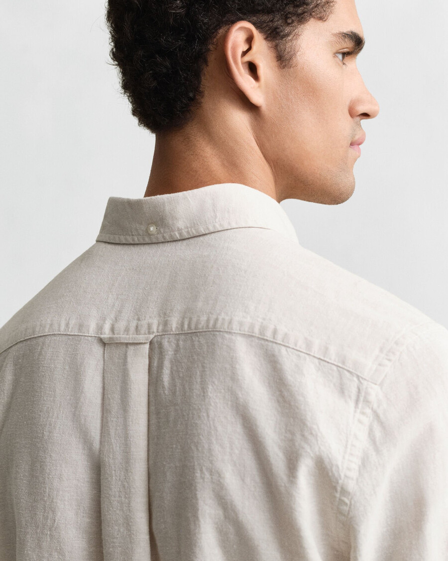 camicia in cotone e lino vestibilità regolare - putty