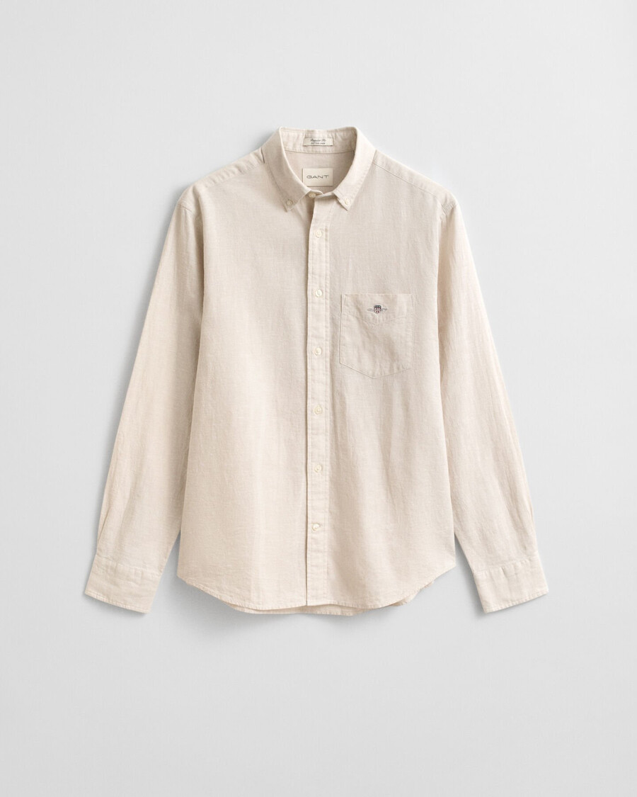 camicia in cotone e lino vestibilità regolare - putty