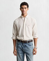 camicia in cotone e lino vestibilità regolare - putty