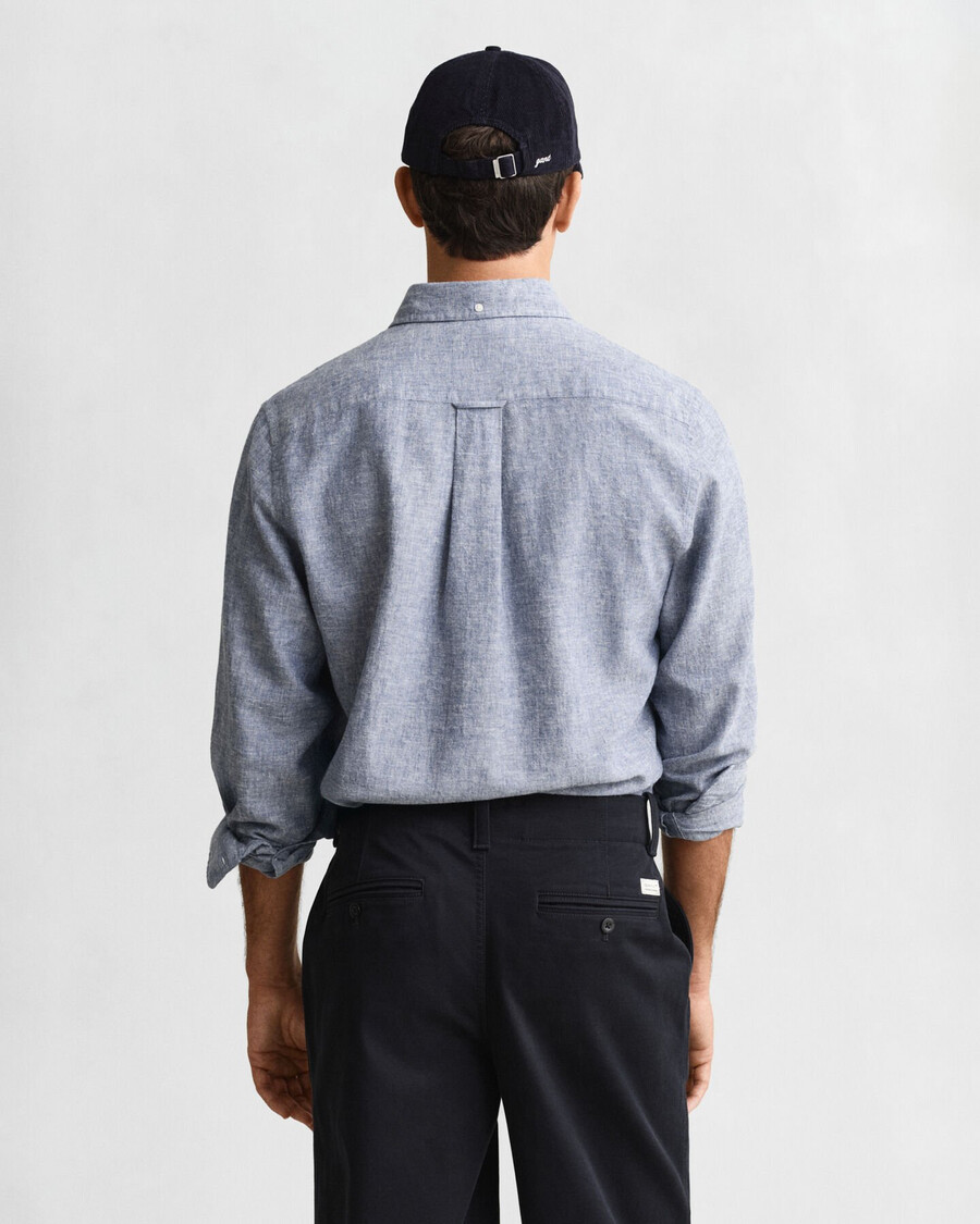 camicia in cotone e lino vestibilità regolare - blu vintage