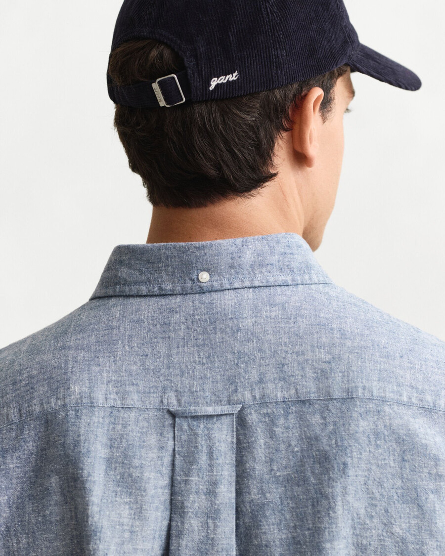 camicia in cotone e lino vestibilità regolare - blu vintage