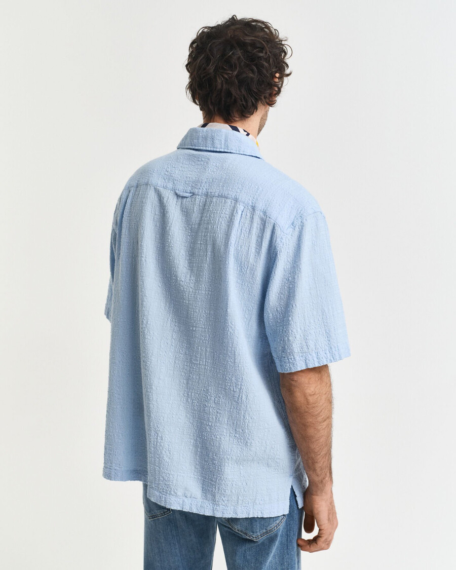 camicia a maniche corte testurizzata dal taglio rilassato - capri blue