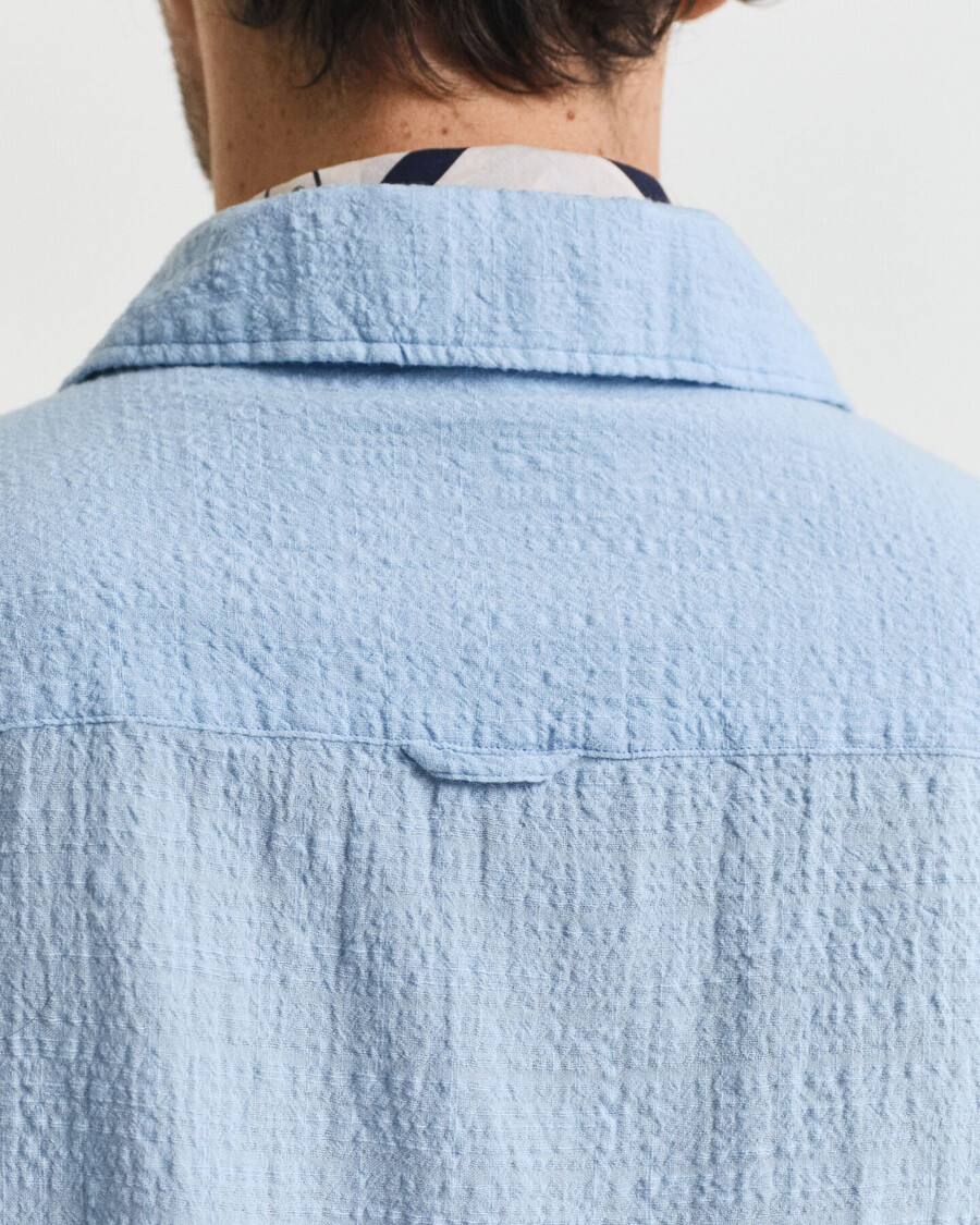 camicia a maniche corte testurizzata dal taglio rilassato - capri blue