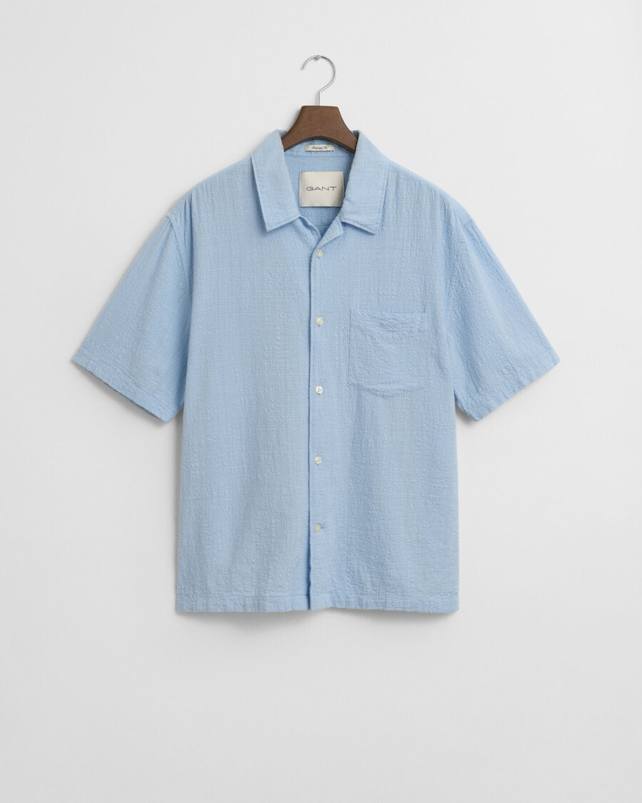 camicia a maniche corte testurizzata dal taglio rilassato - capri blue