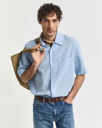 camicia a maniche corte testurizzata dal taglio rilassato - capri blue