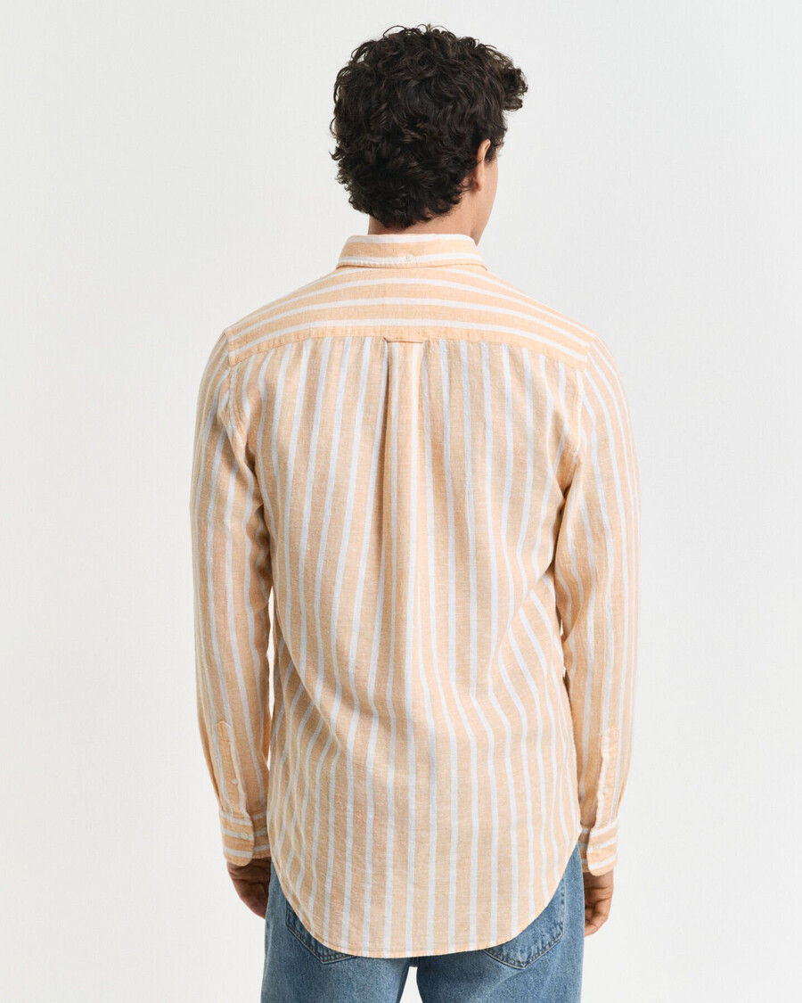 camicia in cotone e lino a righe vestibilità regolare - arancione pesca