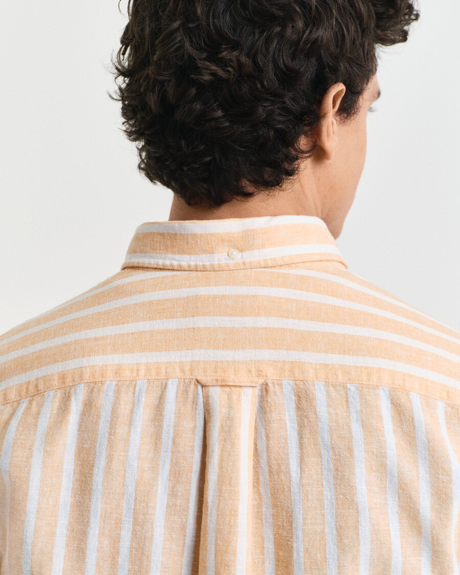 camicia in cotone e lino a righe vestibilità regolare - arancione pesca