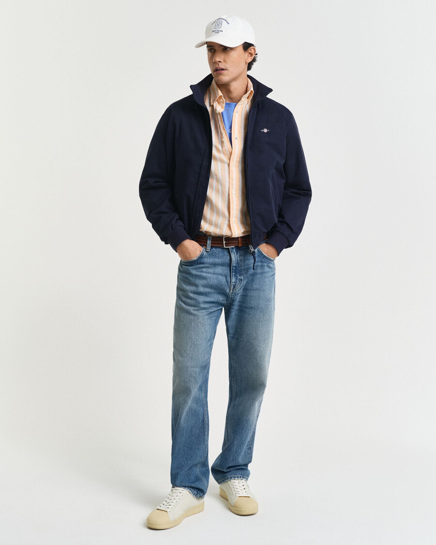 camicia in cotone e lino a righe vestibilità regolare - arancione pesca
