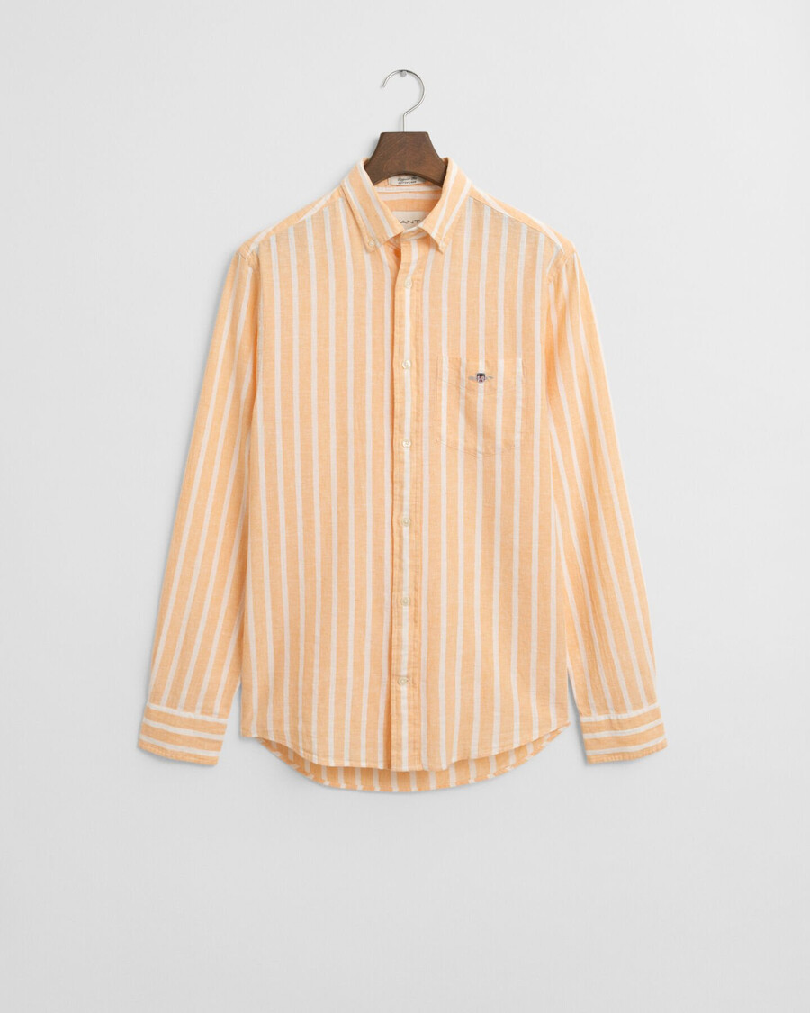 camicia in cotone e lino a righe vestibilità regolare - arancione pesca