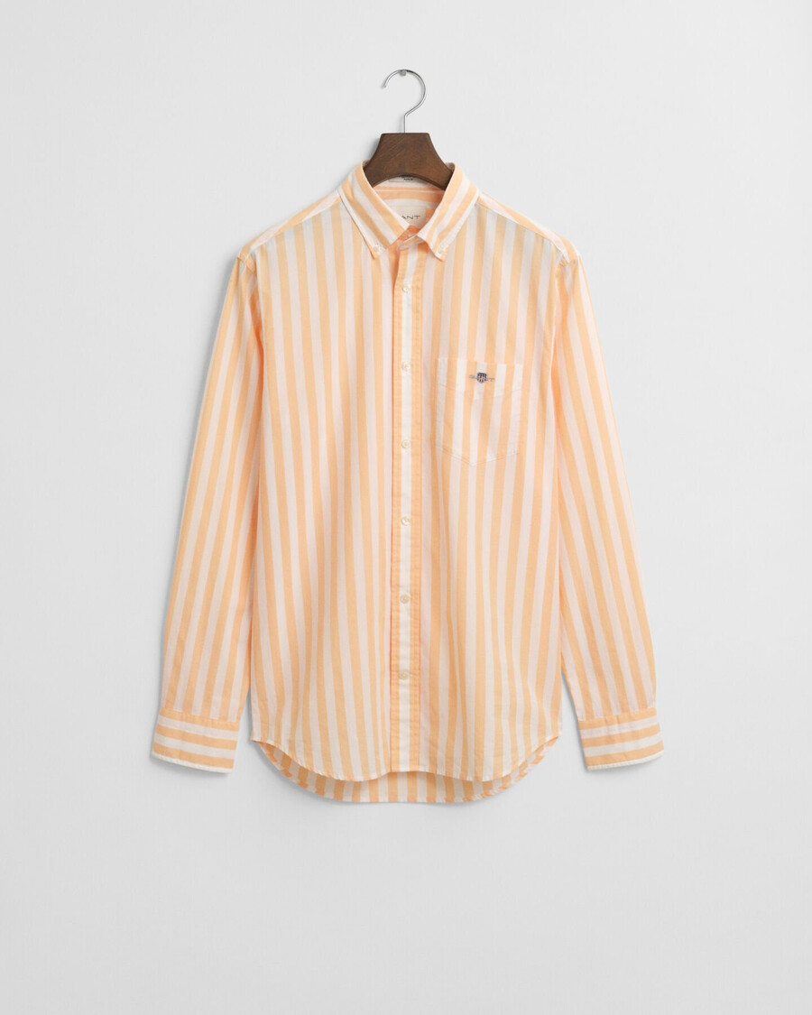 camicia classica in popeline a righe vestibilità regolare - arancione pesca