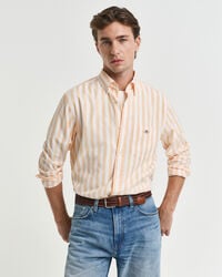 camicia classica in popeline a righe vestibilità regolare - arancione pesca