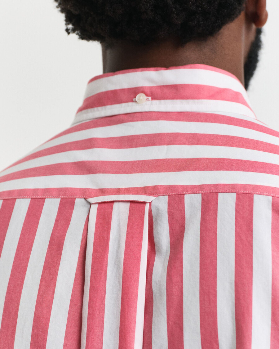camicia a maniche corte in popeline classico a righe dalla vestibilità regolare - rosso anguria