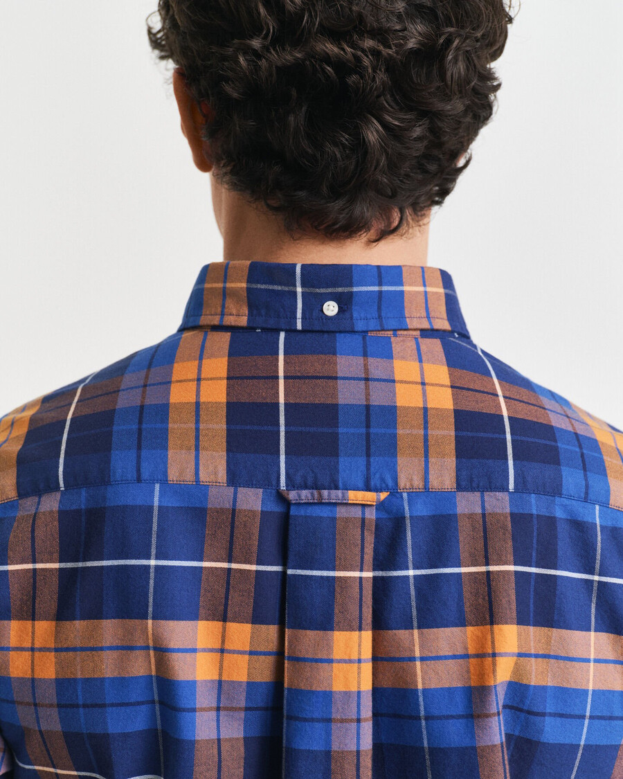camicia oxford classica a quadri vestibilità regolare - arancione bronzo