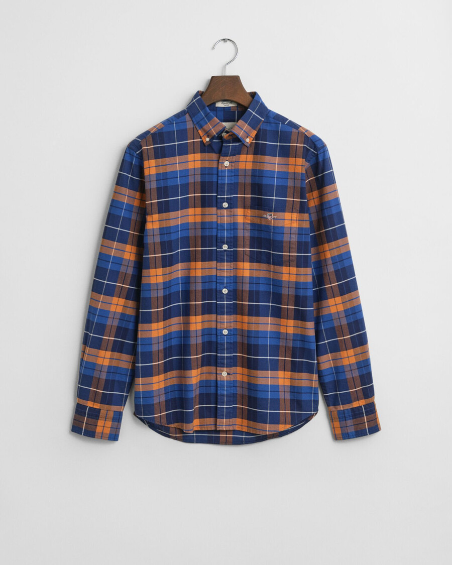 camicia oxford classica a quadri vestibilità regolare - arancione bronzo