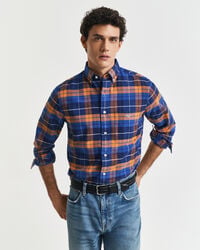 camicia oxford classica a quadri vestibilità regolare - arancione bronzo