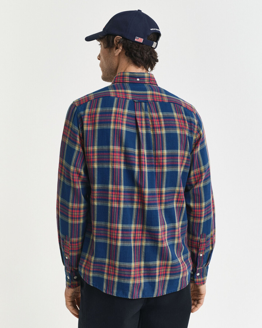camicia in twill indaco a quadri vestibilità regolare - indaco