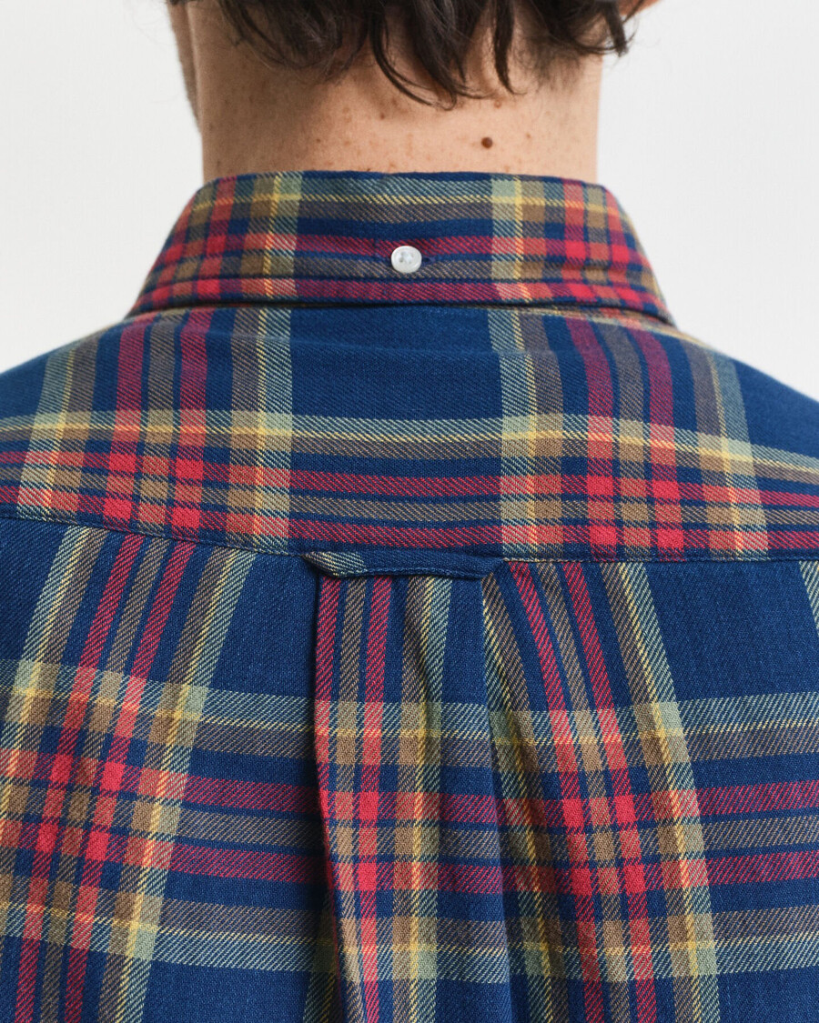 camicia in twill indaco a quadri vestibilità regolare - indaco