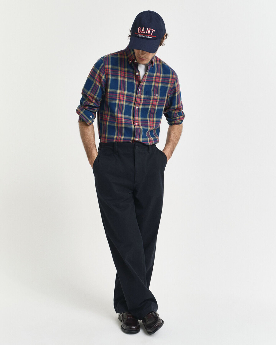 camicia in twill indaco a quadri vestibilità regolare - indaco