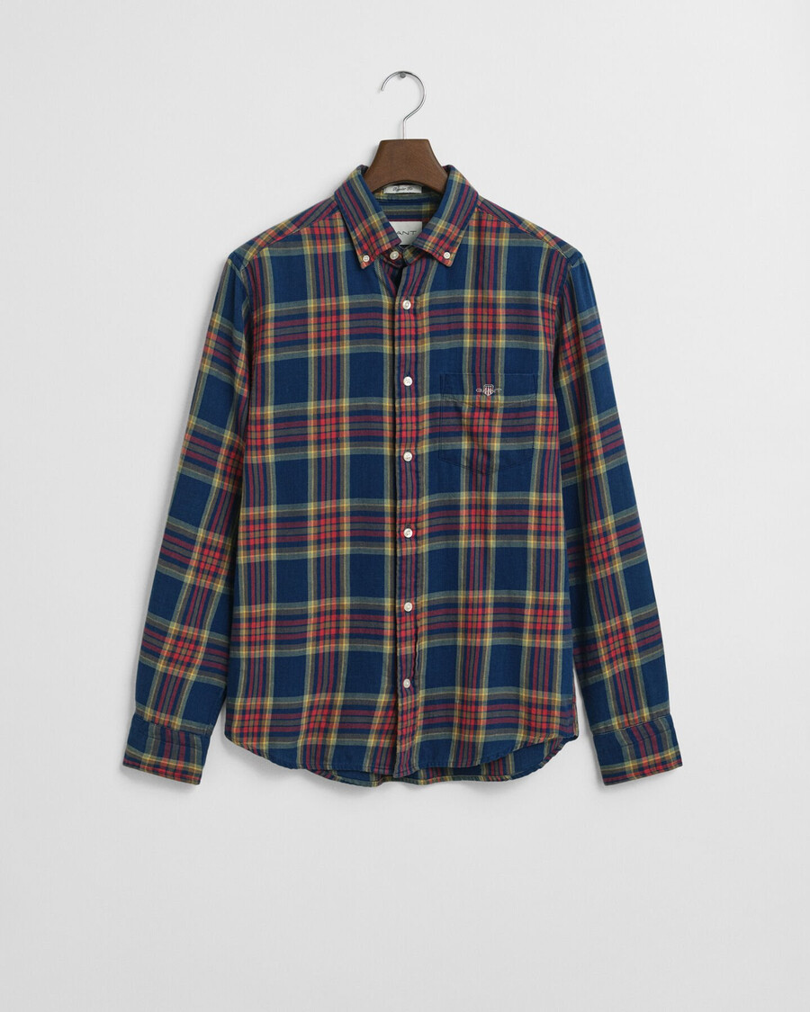 camicia in twill indaco a quadri vestibilità regolare - indaco