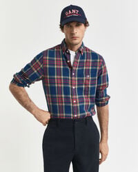 camicia in twill indaco a quadri vestibilità regolare - indaco