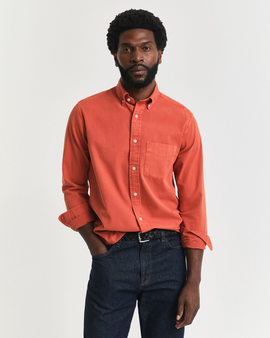 camicia in twill vestibilità regolare - arancione intenso