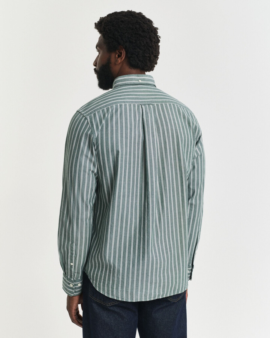 camicia in popeline a righe con vestibilità regolare - verde foresta