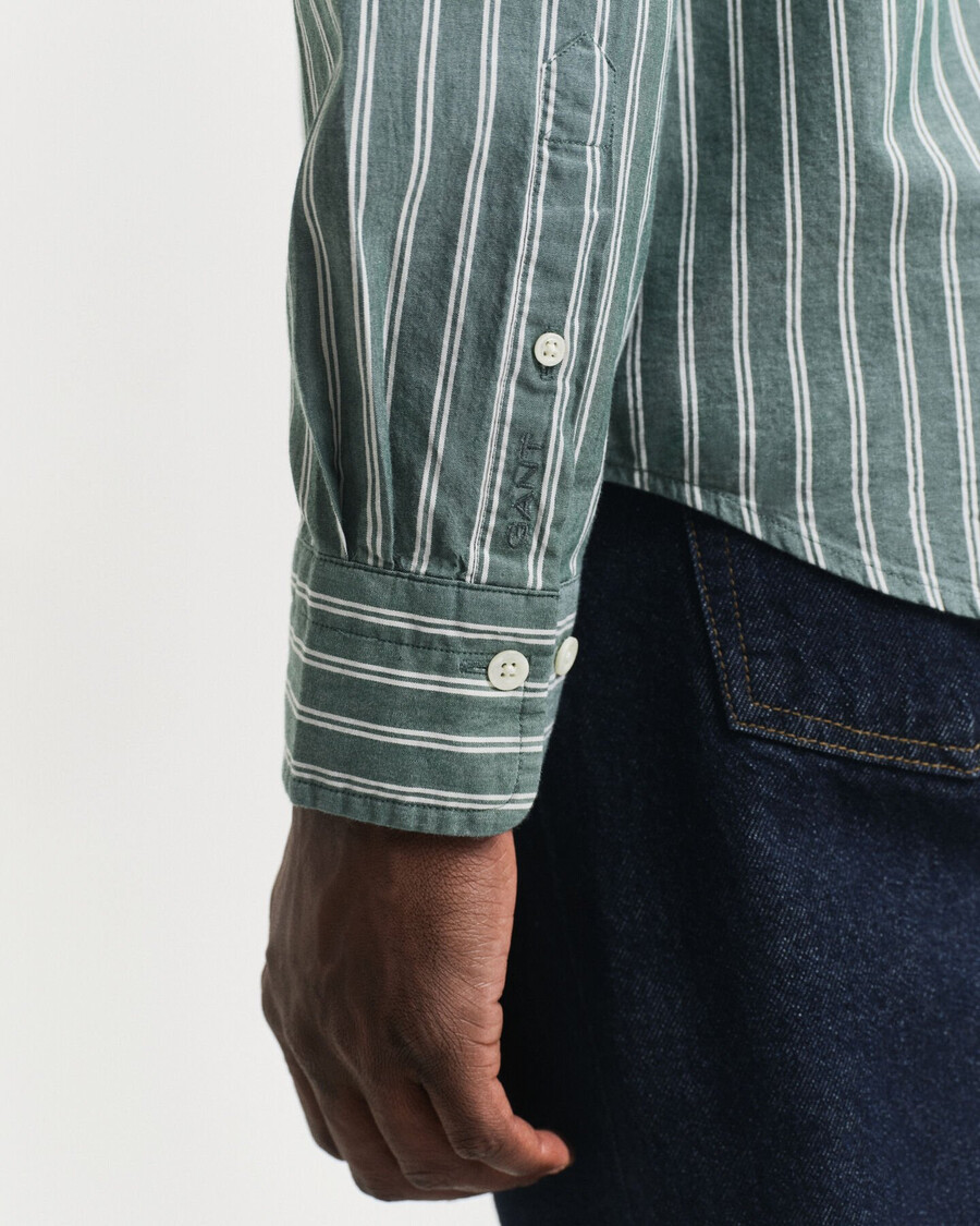 camicia in popeline a righe con vestibilità regolare - verde foresta