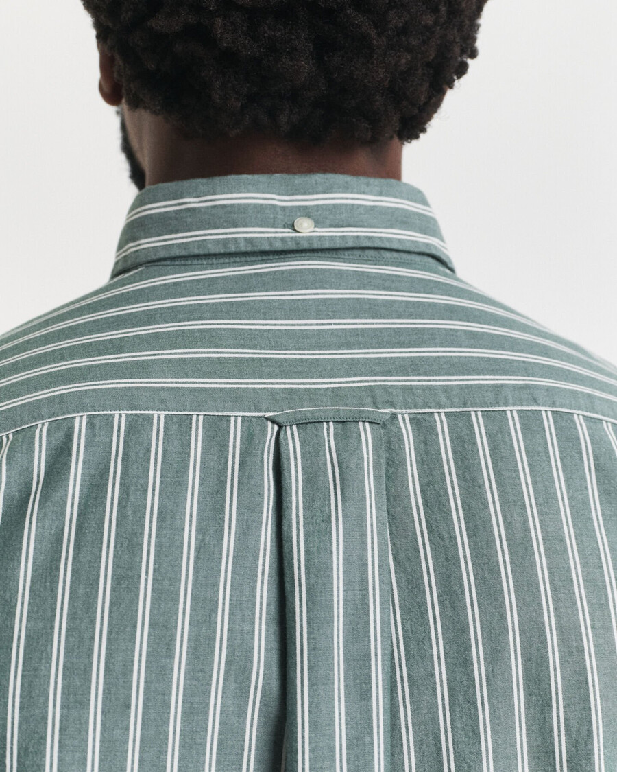 camicia in popeline a righe con vestibilità regolare - verde foresta