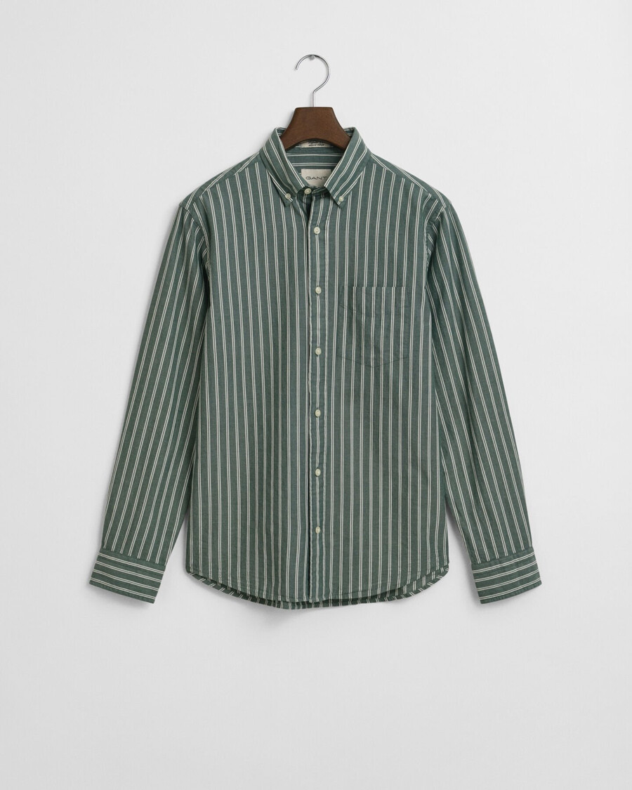 camicia in popeline a righe con vestibilità regolare - verde foresta