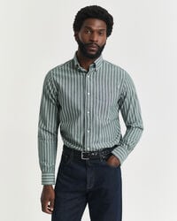 camicia in popeline a righe con vestibilità regolare - verde foresta