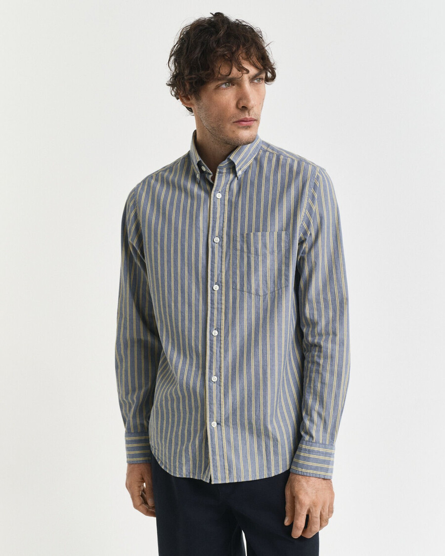 camicia in popeline a righe con vestibilità regolare - blu navy