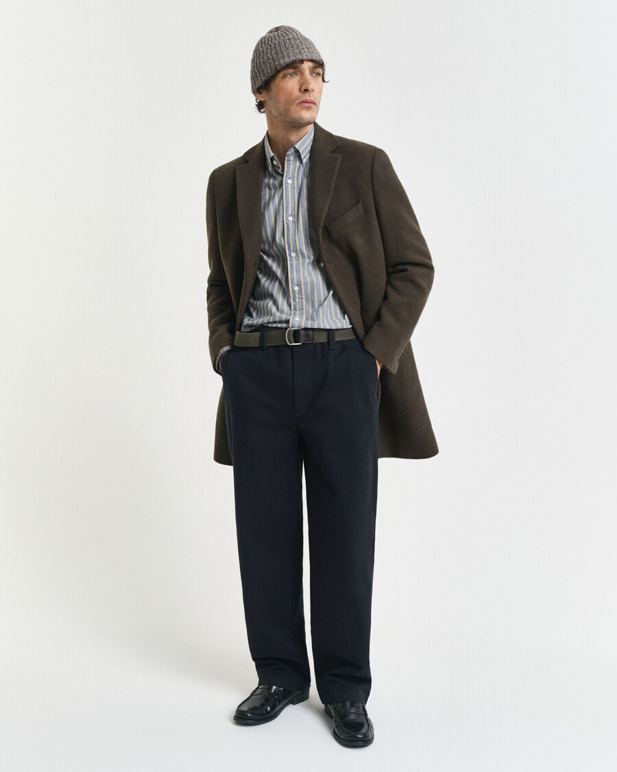 camicia in popeline a righe con vestibilità regolare - blu navy