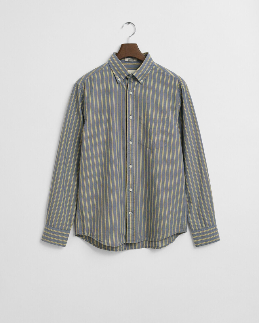 camicia in popeline a righe con vestibilità regolare - blu navy