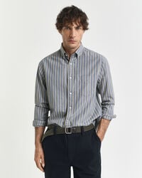camicia in popeline a righe con vestibilità regolare - blu navy