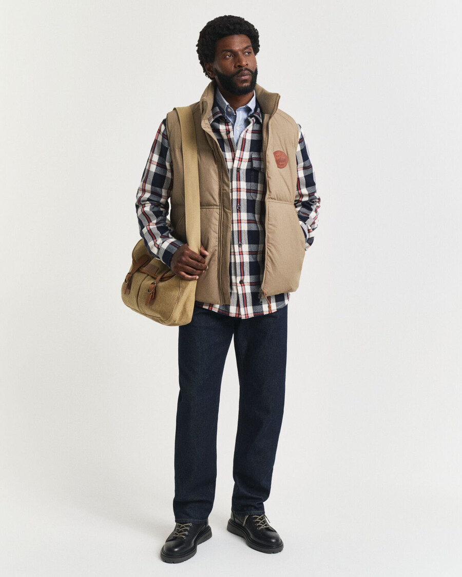 camicia oversize in twill pesante a quadri - blu sera