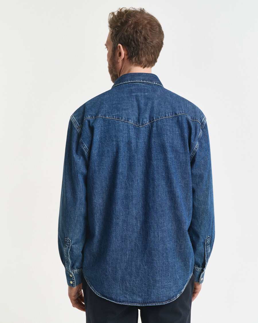 camicia in denim rodeo dal taglio rilassato - blu medio vintage
