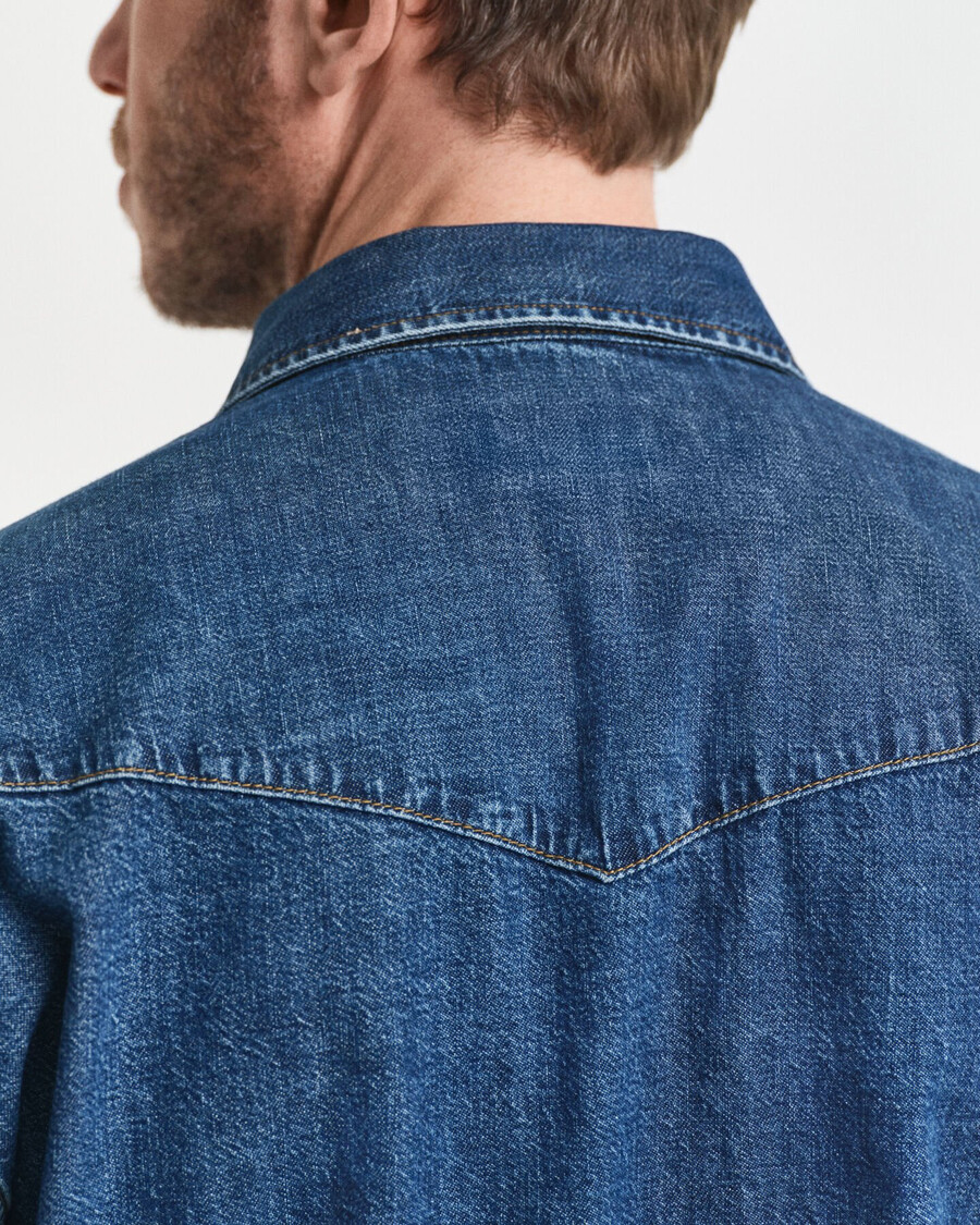 camicia in denim rodeo dal taglio rilassato - blu medio vintage